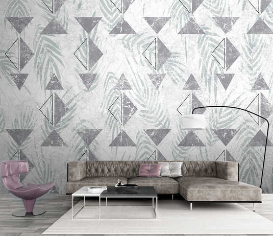 Triangular Pattern Leaves Wallpaper Murals-GraffitiWallArt