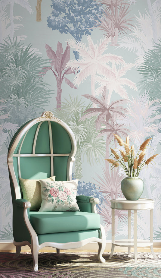 Tropical Trees Wallpaper Mural-GraffitiWallArt