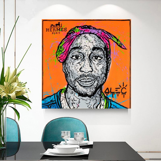 TuPac Graffiti Canvas Wall Art - Gift for Music Lovers-GraffitiWallArt