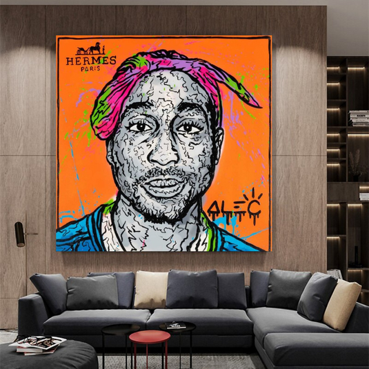 TuPac Graffiti Canvas Wall Art - Gift for Music Lovers-GraffitiWallArt