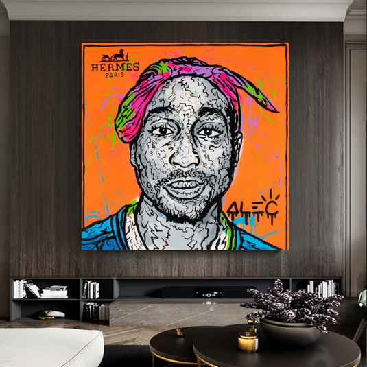 TuPac Graffiti Canvas Wall Art - Gift for Music Lovers-GraffitiWallArt