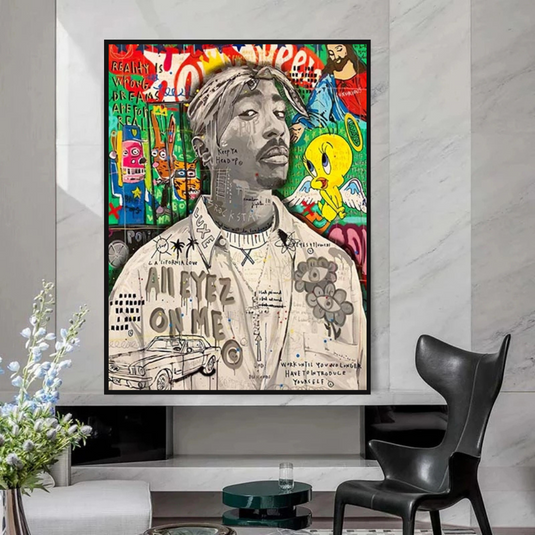 TuPac Rapper Singer Canvas Wall Art-GraffitiWallArt