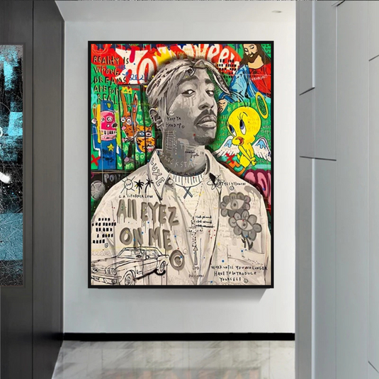 TuPac Rapper Singer Canvas Wall Art-GraffitiWallArt