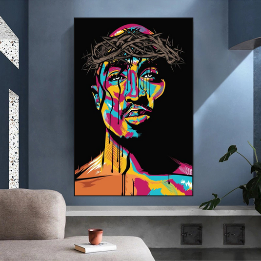 TuPac Singer Graffiti Colourful Canvas Wall Art-GraffitiWallArt