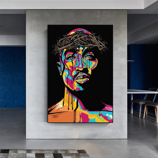 TuPac Singer Graffiti Colourful Canvas Wall Art-GraffitiWallArt