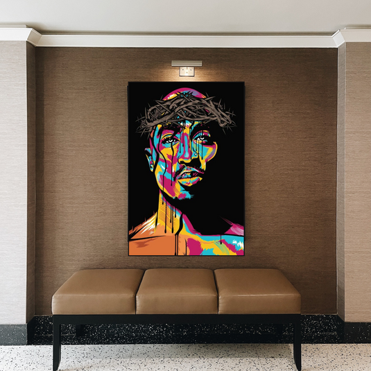 TuPac Singer Graffiti Colourful Canvas Wall Art-GraffitiWallArt