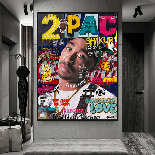 TuPac Singer Rapper Canvas Wall Art-GraffitiWallArt