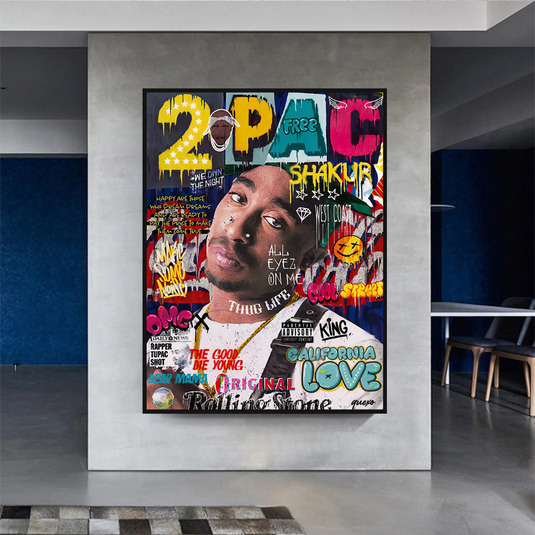 TuPac Singer Rapper Canvas Wall Art-GraffitiWallArt