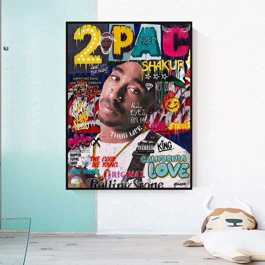 TuPac Singer Rapper Canvas Wall Art-GraffitiWallArt