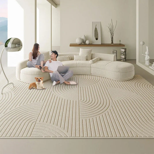 Geometric 3D Diatom Silk Rugs for Living Room