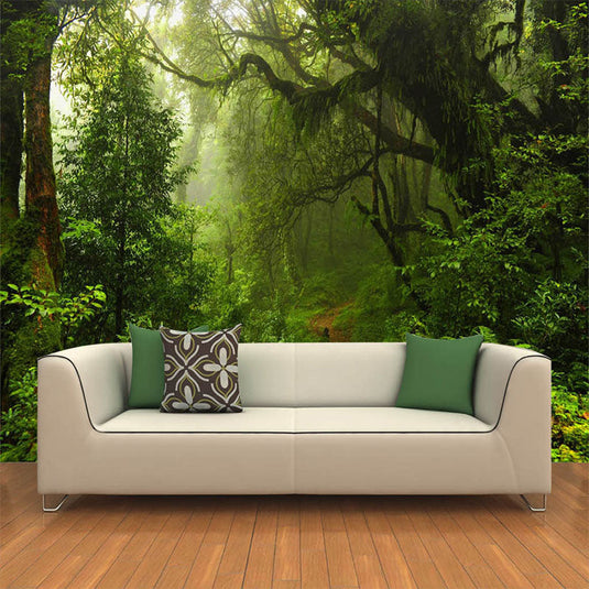 Verdant Oasis Tropical Tree Wallpaper - Lush Paradise-GraffitiWallArt