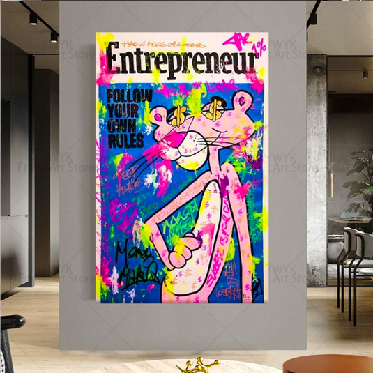 Vibrant Pink Panther Poster - Stylish Canvas-GraffitiWallArt