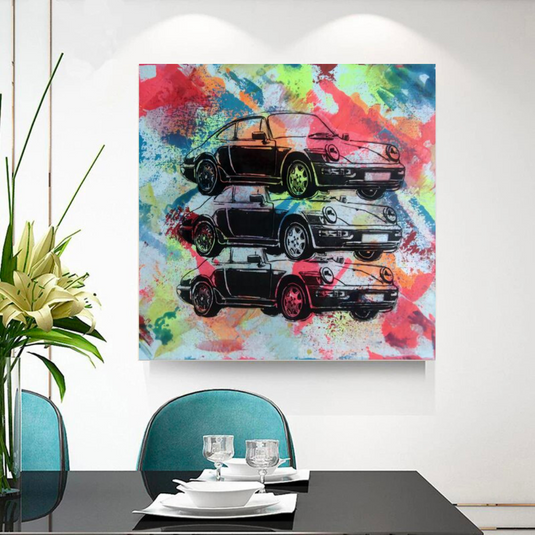 Vintage Cars Graffiti Canvas Wall Art-GraffitiWallArt