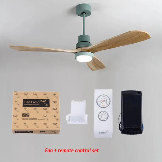 Vintage Wooden Ceiling Fan with Light and Remote-GraffitiWallArt