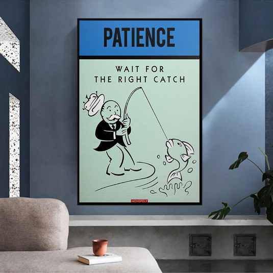 Wait for the Right Catch: Monopoly Canvas Wall Art-GraffitiWallArt