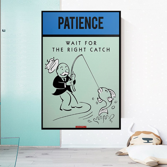 Wait for the Right Catch: Monopoly Canvas Wall Art-GraffitiWallArt