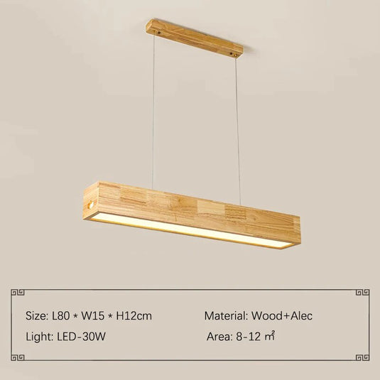 Walnut Wood Rectangular Hanging Light-GraffitiWallArt