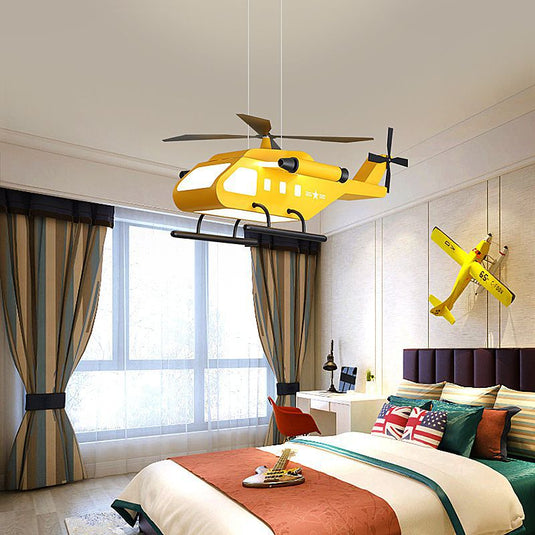 War Helicopter LED Chandelier for Kids Bedroom-GraffitiWallArt