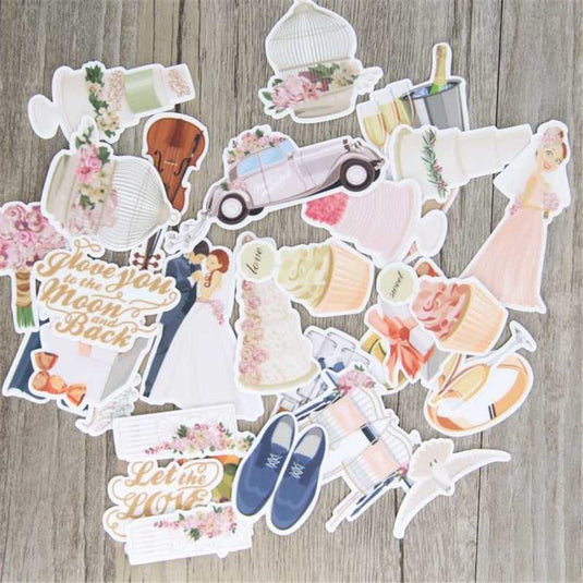 Wedding theme waterproof Stickers 28 Piece-GraffitiWallArt