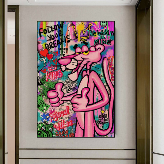 Whimsical Pink Panther Poster - Stylish Art-GraffitiWallArt