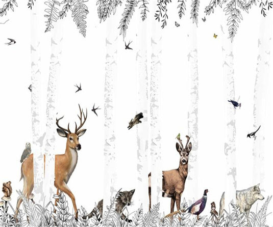 Whimsical Woodland Wonders Wallpaper-GraffitiWallArt