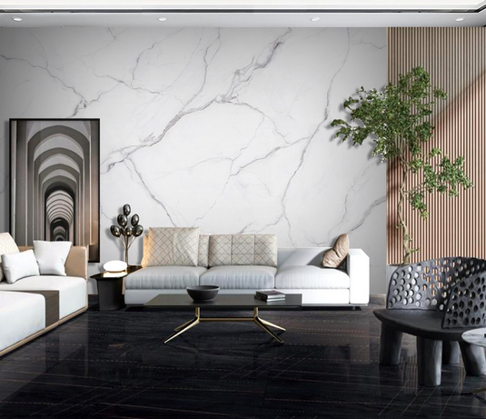 White Liner Stone - Marble Wallpaper Murals-GraffitiWallArt