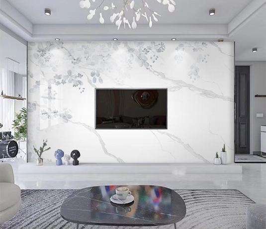 White Shade Stone Design - Marble Wallpaper Murals-GraffitiWallArt