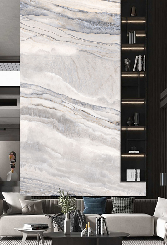 White Waves Stone - Marble Wallpaper Murals-GraffitiWallArt