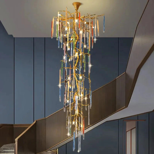 Winter Tree Colourful Crystal Tunes Chandelier Lighting-GraffitiWallArt