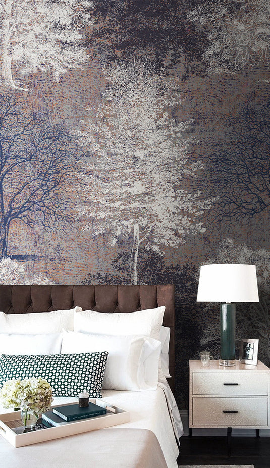 Winter Trees Garden Wallpaper Mural-GraffitiWallArt