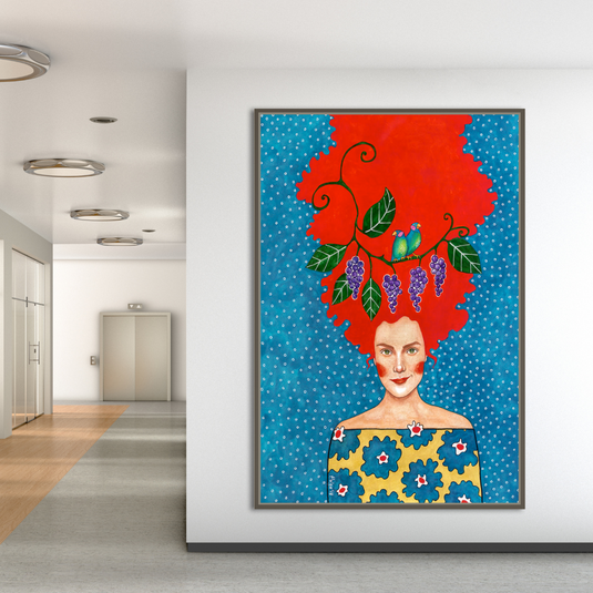 Women Empowerment - Girl Hair Flower Canvas Wall Art-GraffitiWallArt