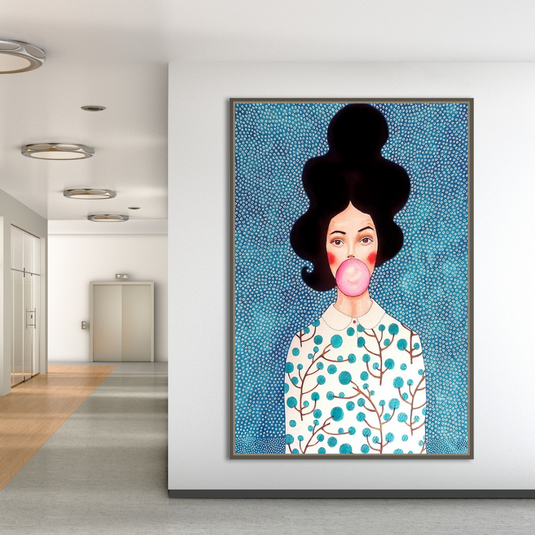 Women Empowerment - Girl Hair Flower Canvas Wall Art-GraffitiWallArt