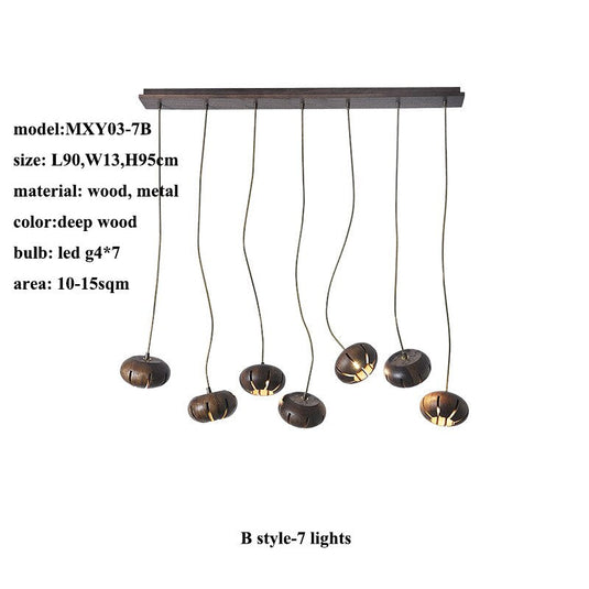 Wooden LED Chandelier: Illuminate with Natural Charm-GraffitiWallArt