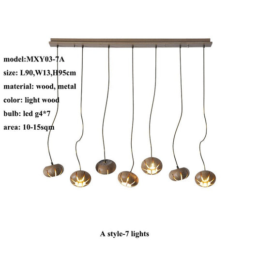 Wooden LED Chandelier: Illuminate with Natural Charm-GraffitiWallArt