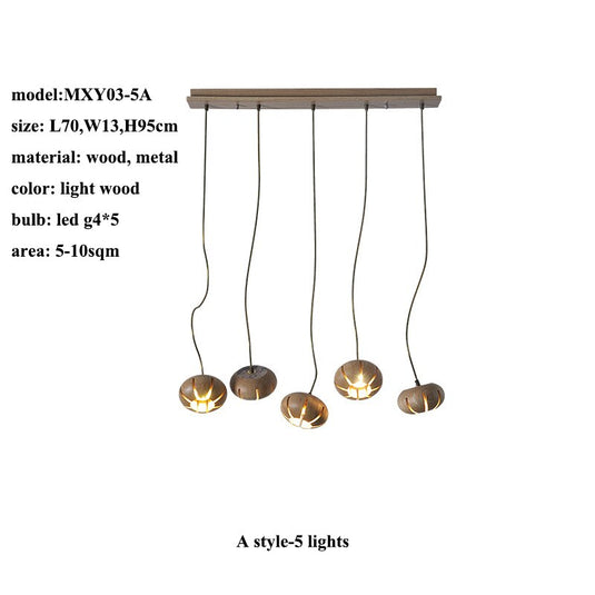 Wooden LED Chandelier: Illuminate with Natural Charm-GraffitiWallArt