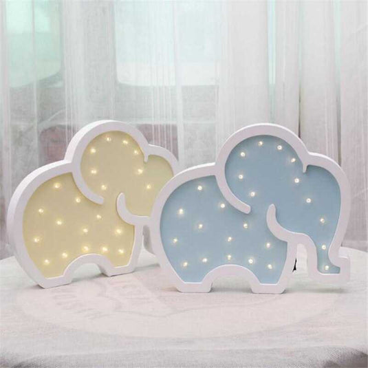 Woodiness Baby Elephant LED Bedside Lamp - Kids Bedside Lamp-GraffitiWallArt