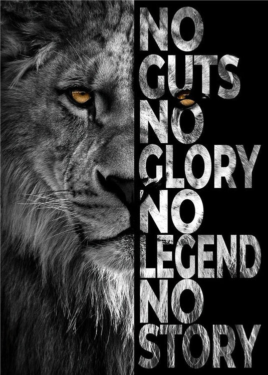 Words Never Quit Artwork Lions Canvas Wall Art-GraffitiWallArt