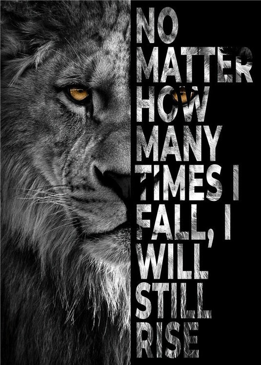 Words Never Quit Artwork Lions Canvas Wall Art-GraffitiWallArt