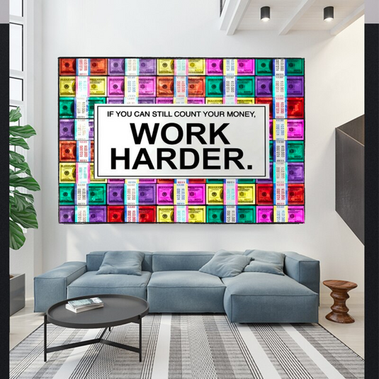 Work Harder Canvas Wall Art-GraffitiWallArt