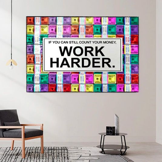 Work Harder Canvas Wall Art-GraffitiWallArt