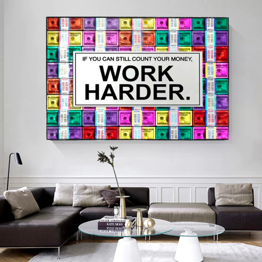 Work Harder Canvas Wall Art-GraffitiWallArt